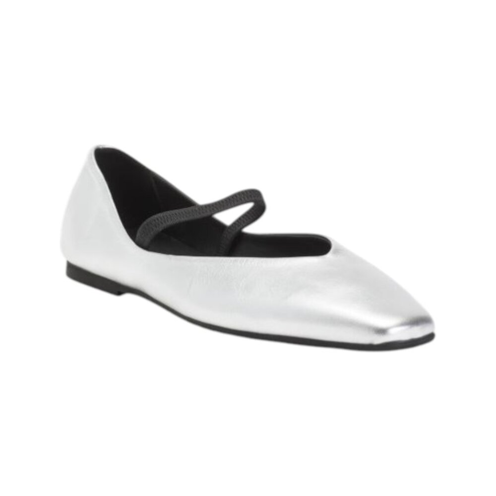 OROSCURO Silver Made In Italy Suede Square Toe Ballerina Flats